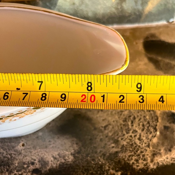 VTG Signature Queen Anne Gravy Boat Oval Green MCM Fine China Serving - Picture 8 of 10